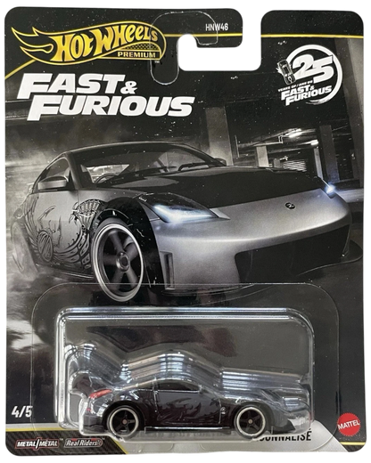 More Than Diecast Hot Wheels Premium Fast & Furious 25th Anniversary Nissan 350Z diecast car in blister packaging