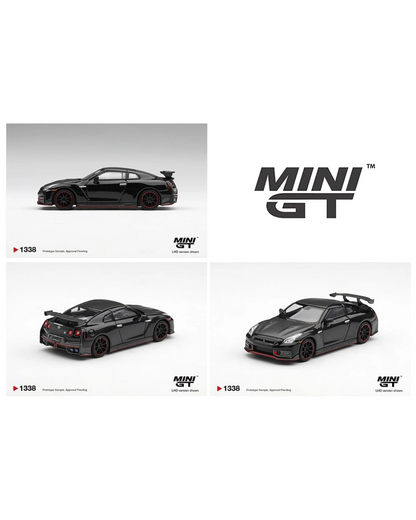 More Than Diecast 1:64 scale black Nissan GT-R Nismo 2024 die-cast model car with red rim accents and rear wing