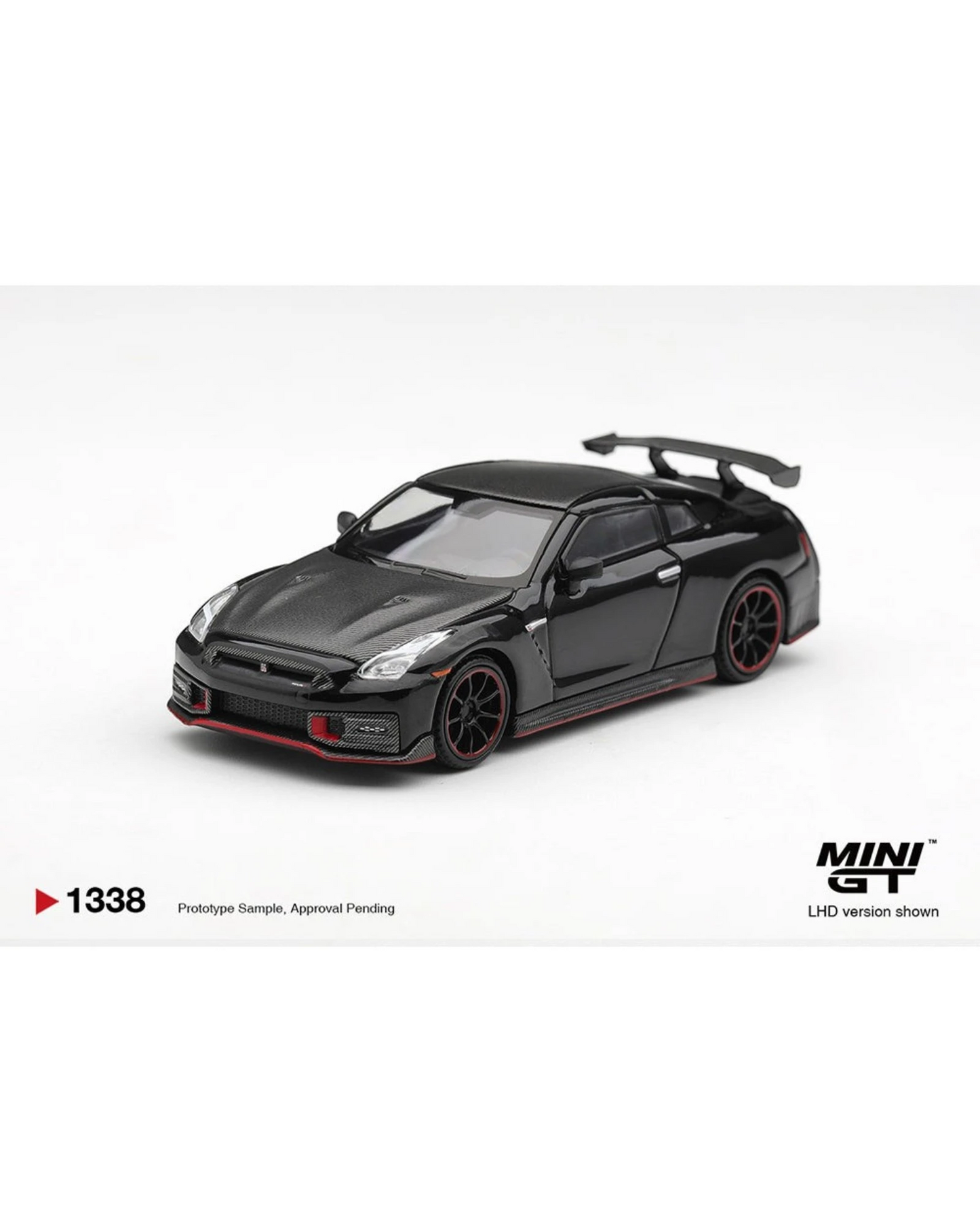 More Than Diecast 1:64 scale black Nissan GT-R Nismo 2024 die-cast model with red trim and rear wing