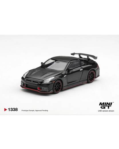 More Than Diecast 1:64 scale black Nissan GT-R Nismo 2024 die-cast model with red trim and rear wing