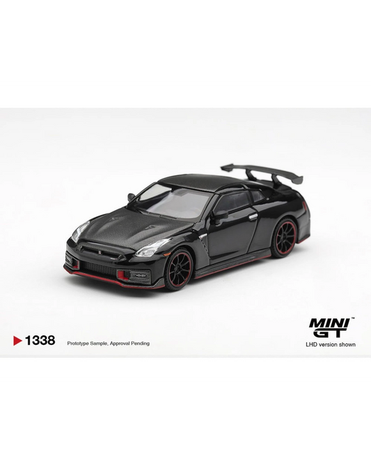 More Than Diecast 1:64 scale black Nissan GT-R Nismo 2024 die-cast model with red trim and rear wing