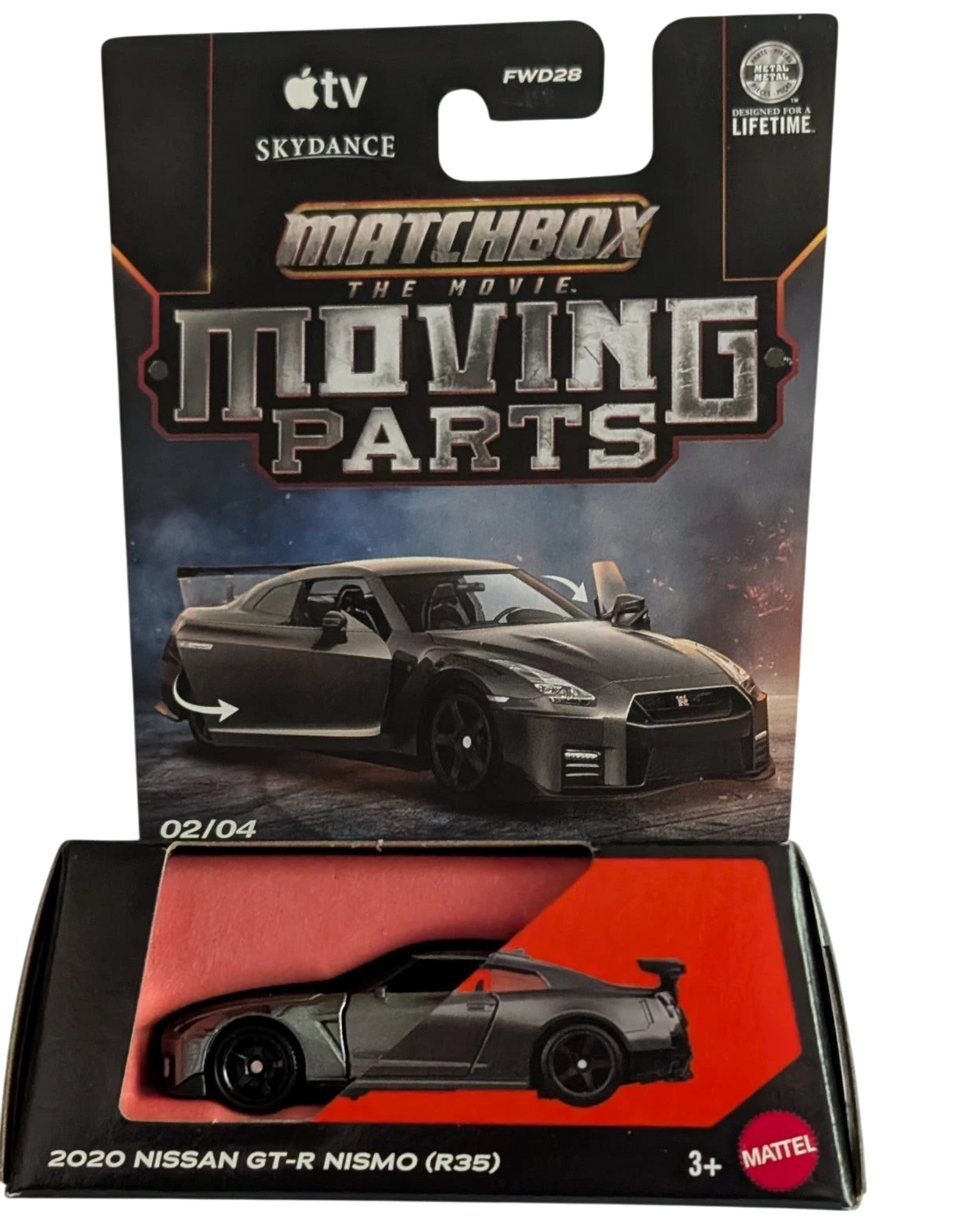 More Than Diecast Matchbox 2020 Nissan GT-R Nismo die-cast car in 1:64 scale from The Movie Moving Parts series.