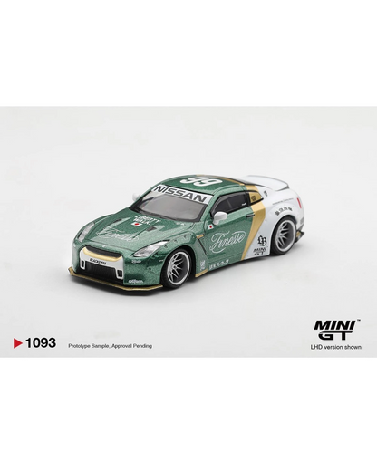 More Than Diecast Mini GT 1:64 Nissan GT-R R35 LB-WORKS Type 1 in green and white Auto Finesse livery