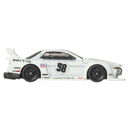 More Than Diecast Hot Wheels LB-Kaido Works Nissan R32 Skyline GT-R in white with racing decals and black wheels