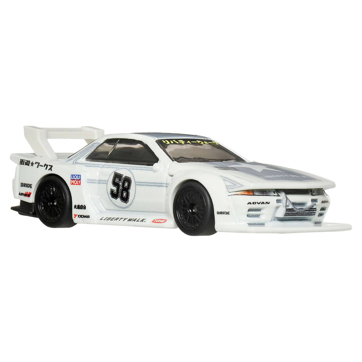 More Than Diecast Hot Wheels Premium LB-Kaido Works Nissan R32 Skyline GT-R in white with racing decals