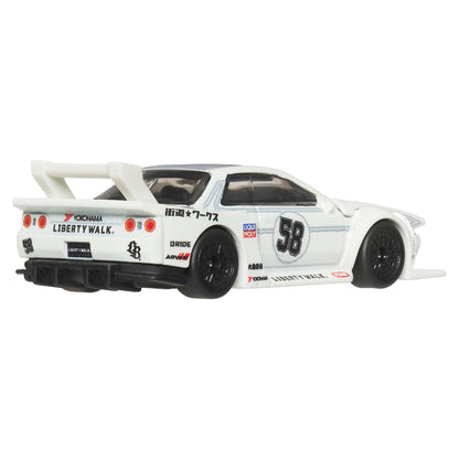More Than Diecast Hot Wheels LB-Kaido Works Nissan R32 Skyline GT-R in white with custom racing decals and rear wing