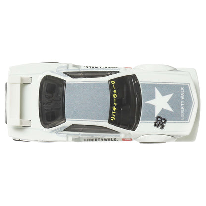 More Than Diecast Hot Wheels Premium LB-Kaido Works Nissan R32 Skyline GT-R in white with custom racing decals