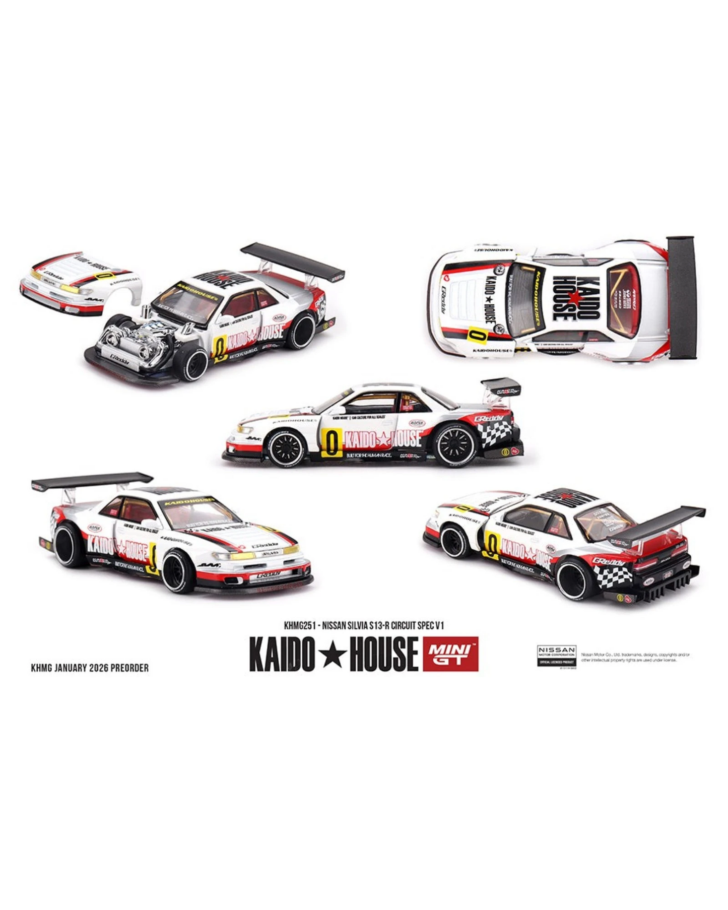 More Than Diecast Kaido House x Mini GT Nissan Silvia S13-R Circuit Spec V1 die-cast model car in 1:64 scale