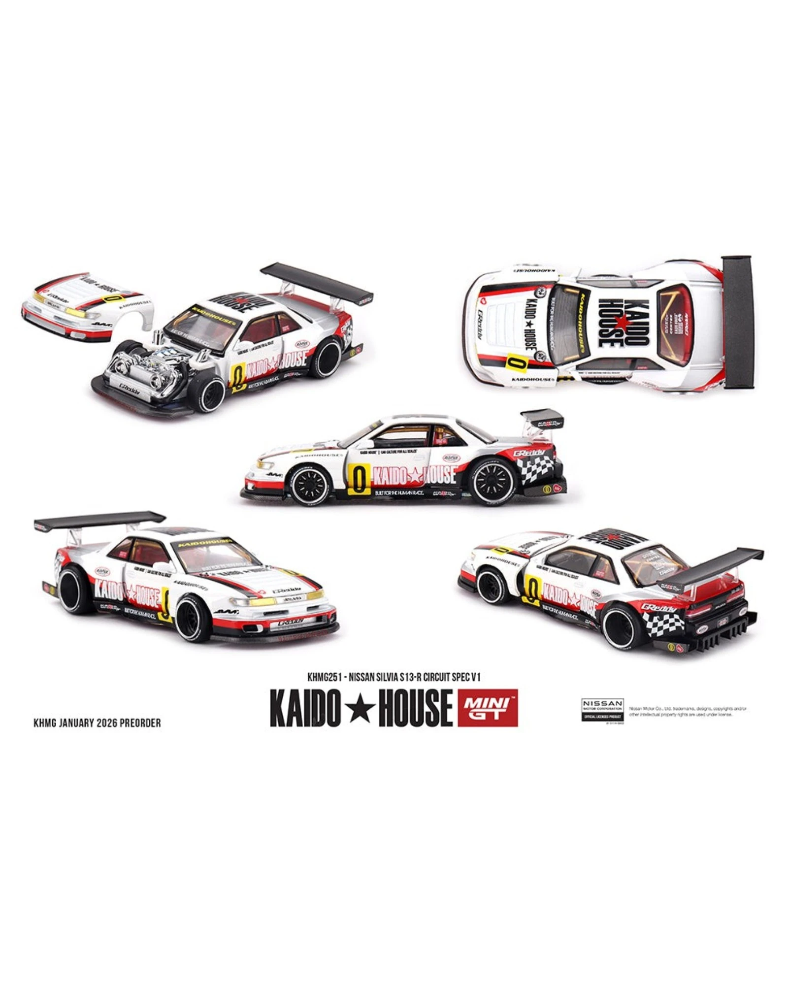 More Than Diecast Kaido House x Mini GT Nissan Silvia S13-R Circuit Spec V1 die-cast model car in 1:64 scale