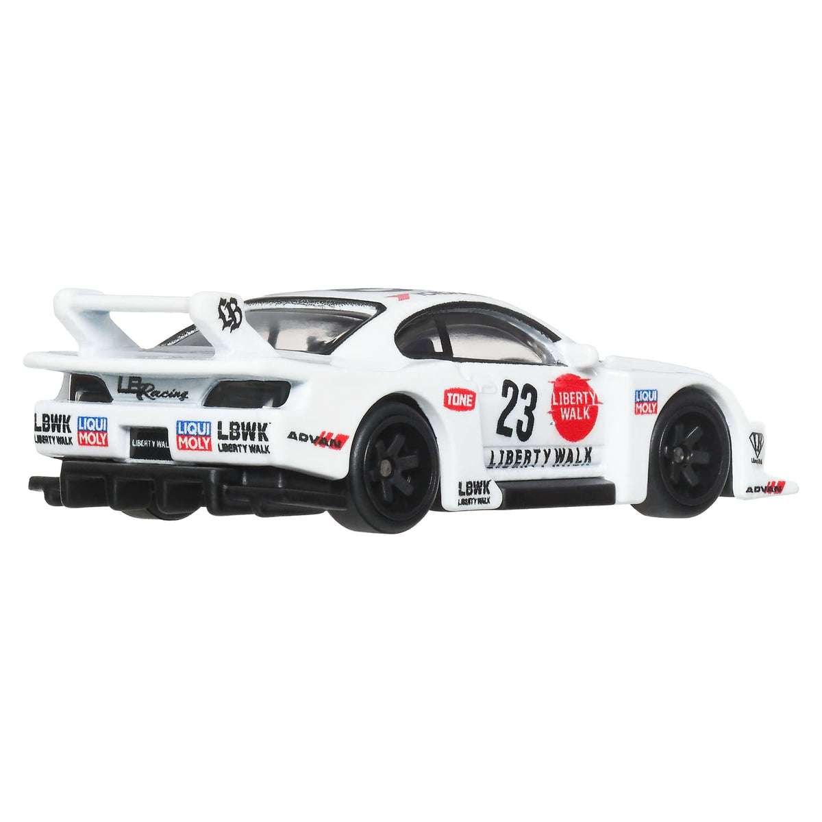 More Than Diecast Hot Wheels LB Super Silhouette Nissan Silvia S15 in white with racing decals and rear spoiler