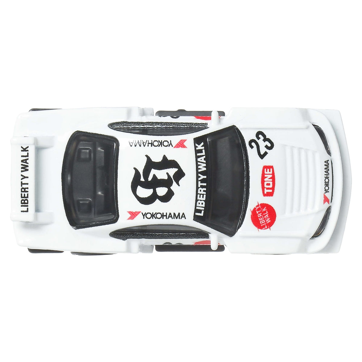 More Than Diecast Hot Wheels LB Super Silhouette Nissan Silvia S15 in white with racing decals, top-down view.