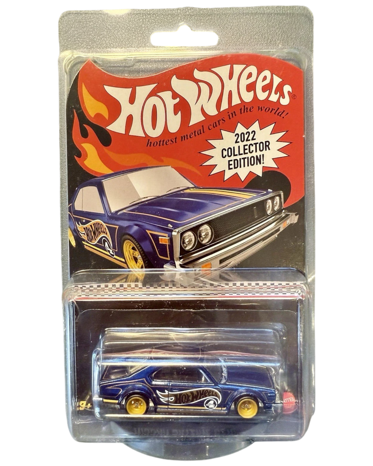 More Than Diecast 2022 Hot Wheels Collectors Edition blue Nissan Skyline C210 1:64 scale die-cast car in packaging