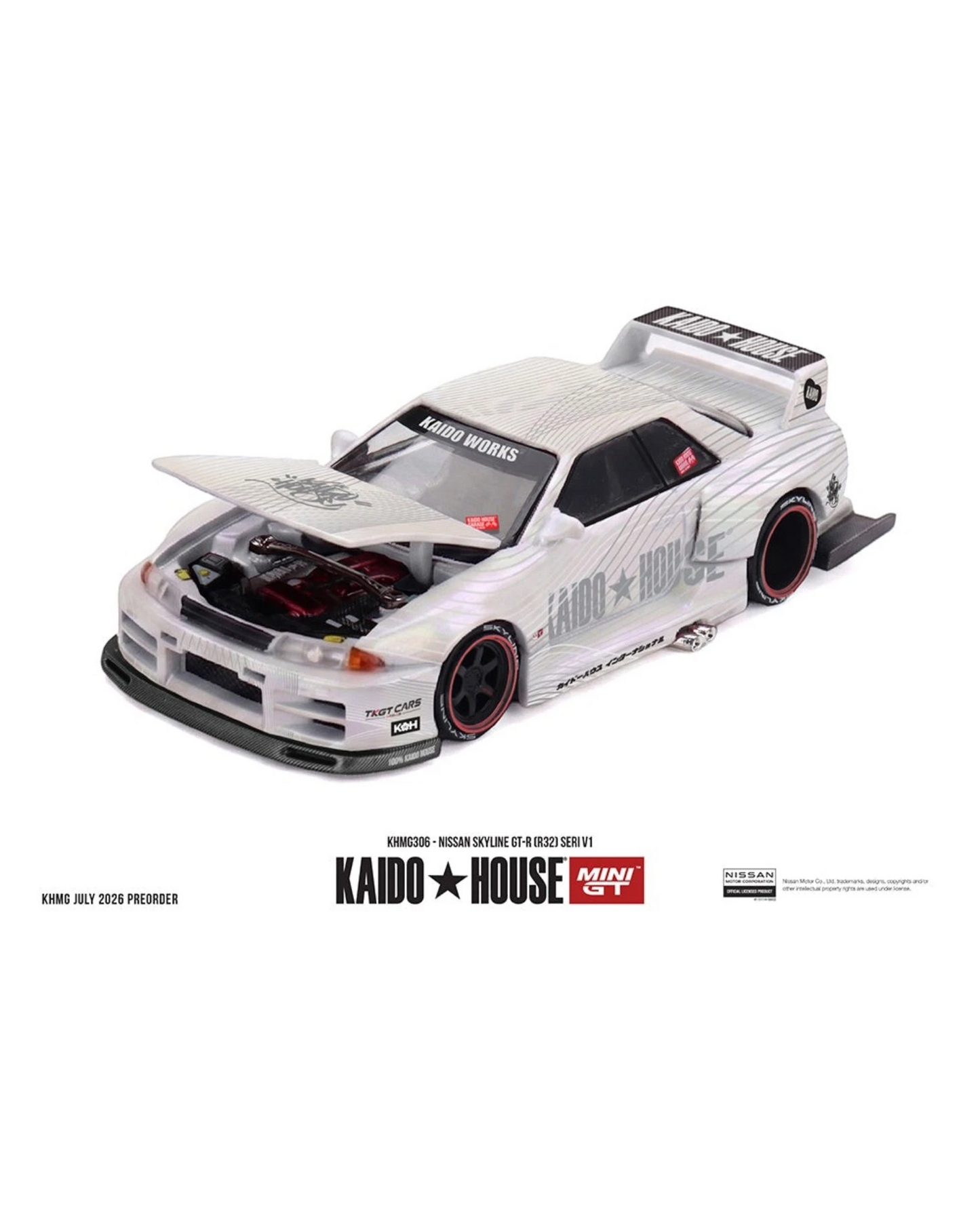 More Than Diecast Kaido House x Mini GT 1:64 Nissan Skyline GT-R R32 SERI V1 die-cast model with open hood