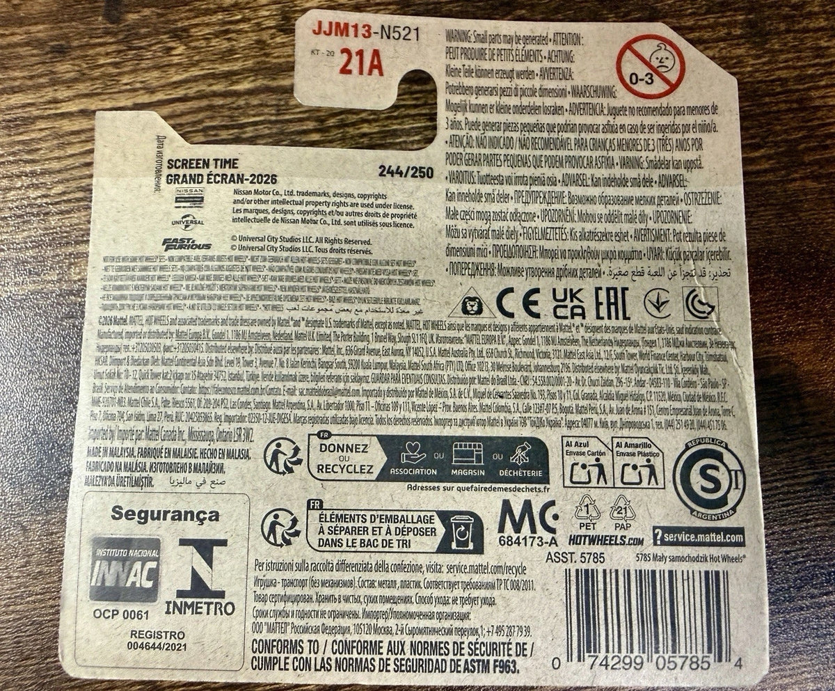 More Than Diecast Hot Wheels Nissan Skyline HT 2000GT-X Treasure Hunt packaging back with safety information