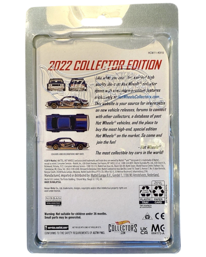 Back of More Than Diecast Hot Wheels 2022 Collectors Edition Nissan Skyline C210 blister card packaging