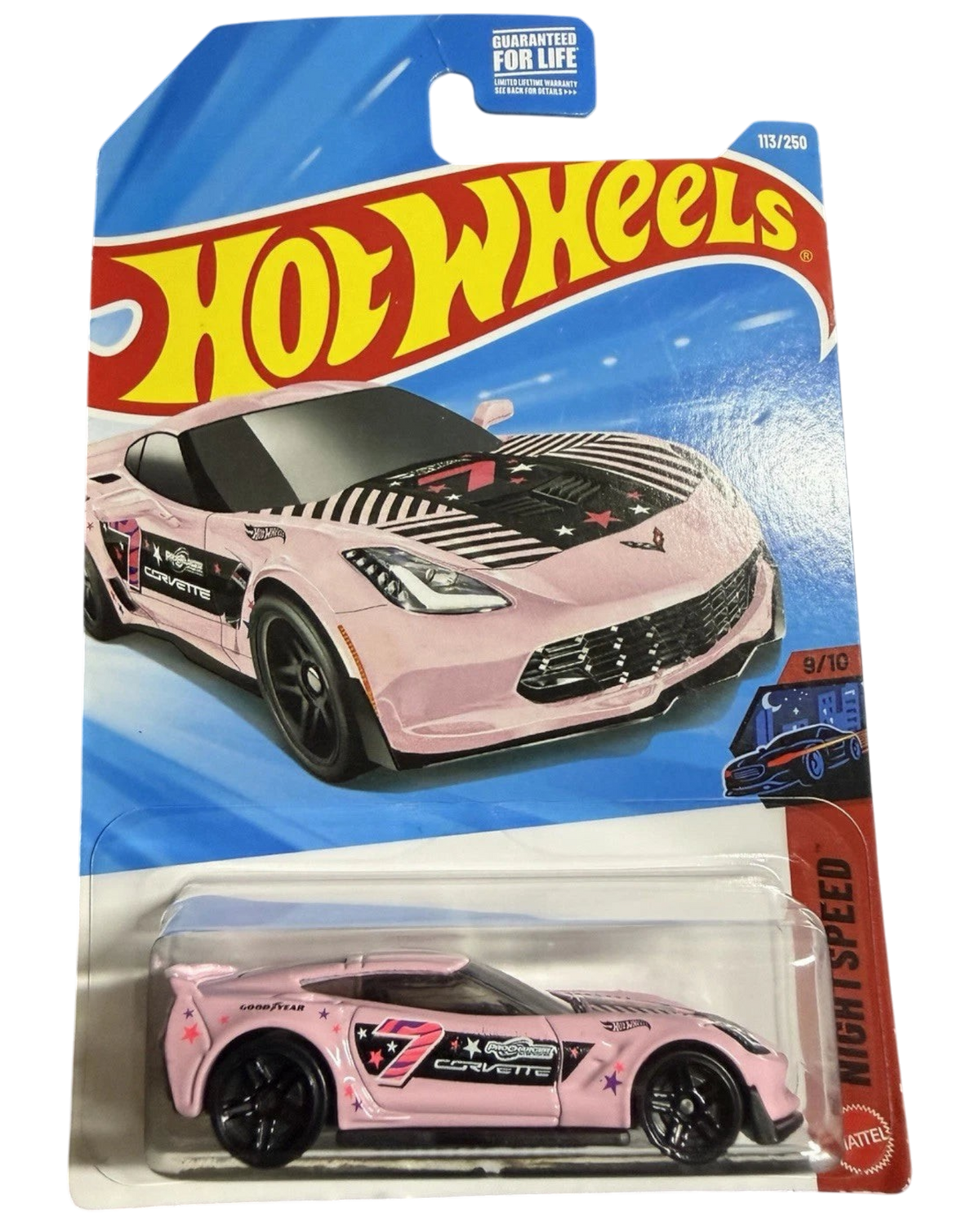 More Than Diecast Hot Wheels 2026 Corvette C7 Z06 in pink with Nightspeed racing graphics in original packaging