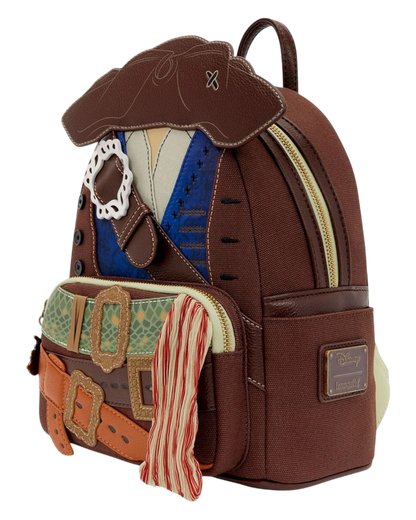 More Than Diecast Pirates of the Caribbean Jack Sparrow cosplay mini-backpack with hat detail, embroidered and debossed features.