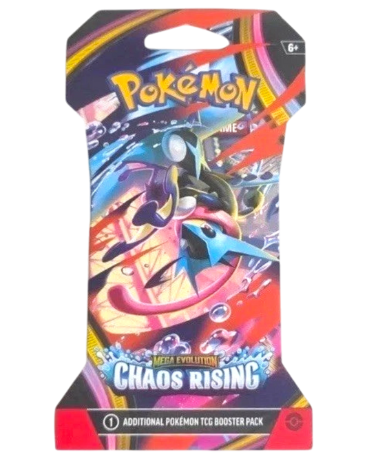 More Than Diecast Pokémon TCG Pitch Black single sleeve booster pack featuring Mega Evolution Chaos Rising artwork