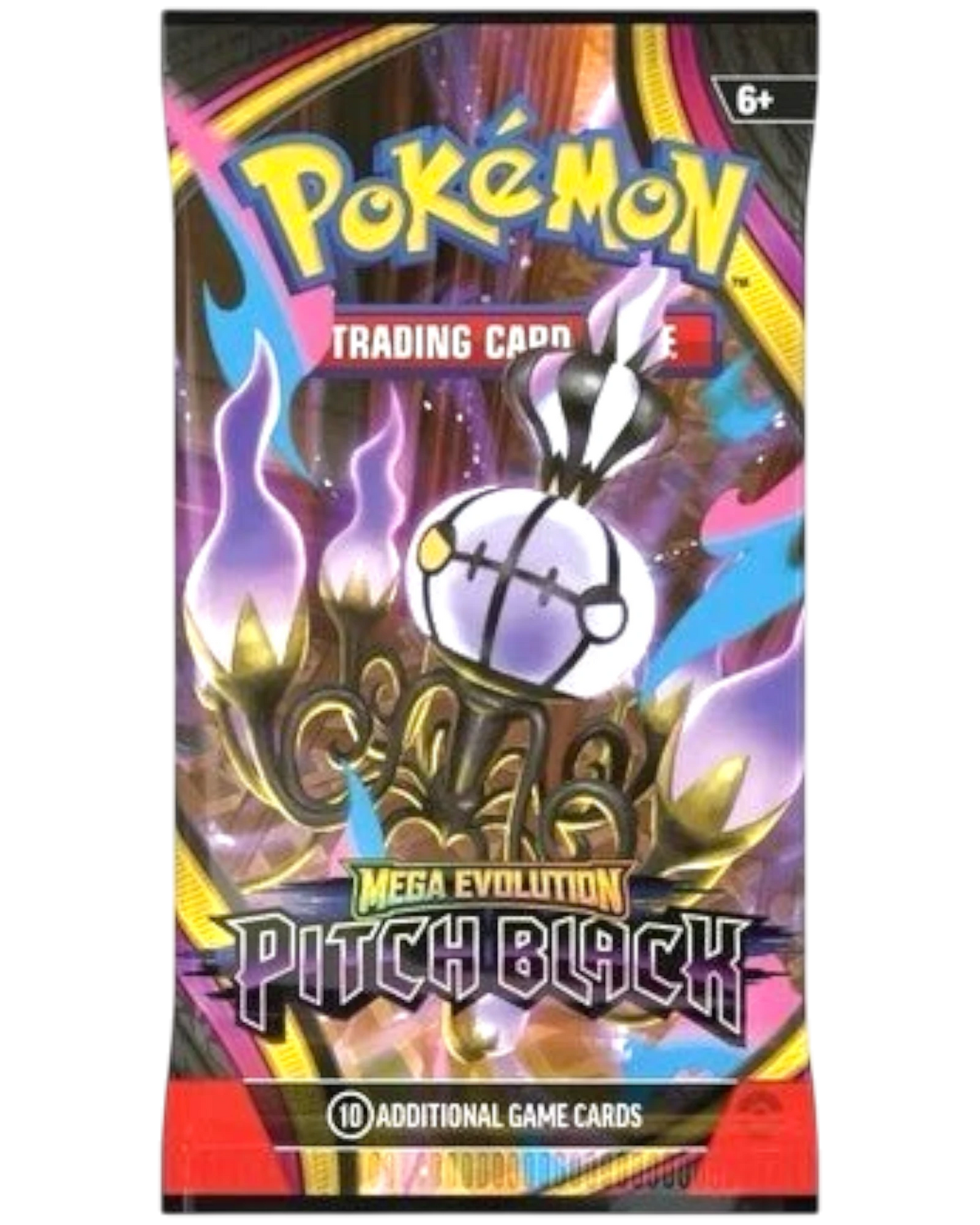 More Than Diecast factory sealed Pokémon TCG Pitch Black booster pack featuring Chandelure Mega Evolution artwork