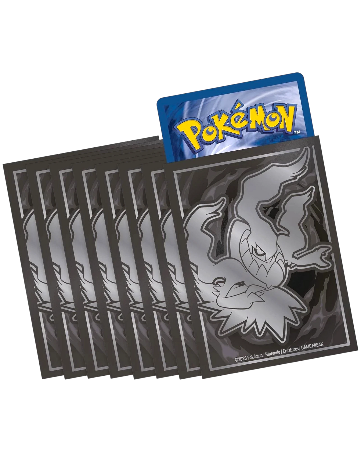 More Than Diecast Pokémon Pitch Black TCG card sleeves featuring a dark silhouette design with a card inserted
