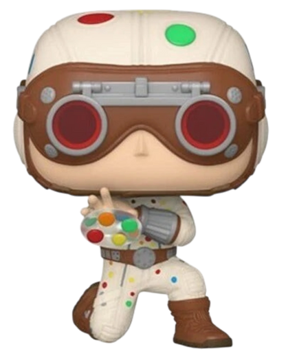 More Than Diecast Polka-Dot Man vinyl figure from The Suicide Squad, wearing a white suit with colorful dots and goggles.