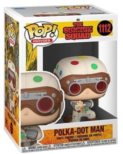 More Than Diecast The Suicide Squad Polka-Dot Man vinyl figure with colorful dots on helmet and suit.