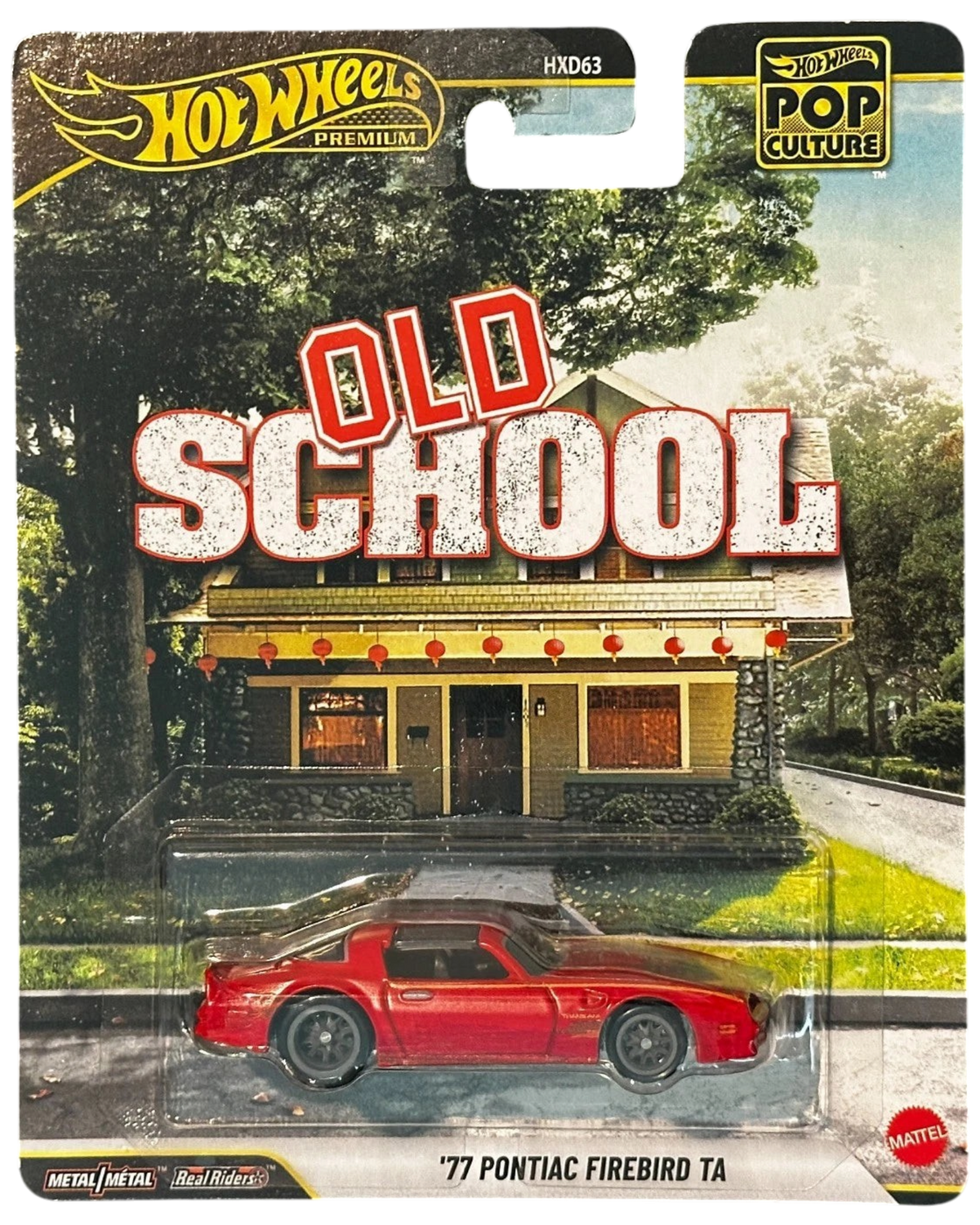 More Than Diecast Hot Wheels Premium 1977 Pontiac Firebird T/A in red, featuring Old School movie-themed packaging.