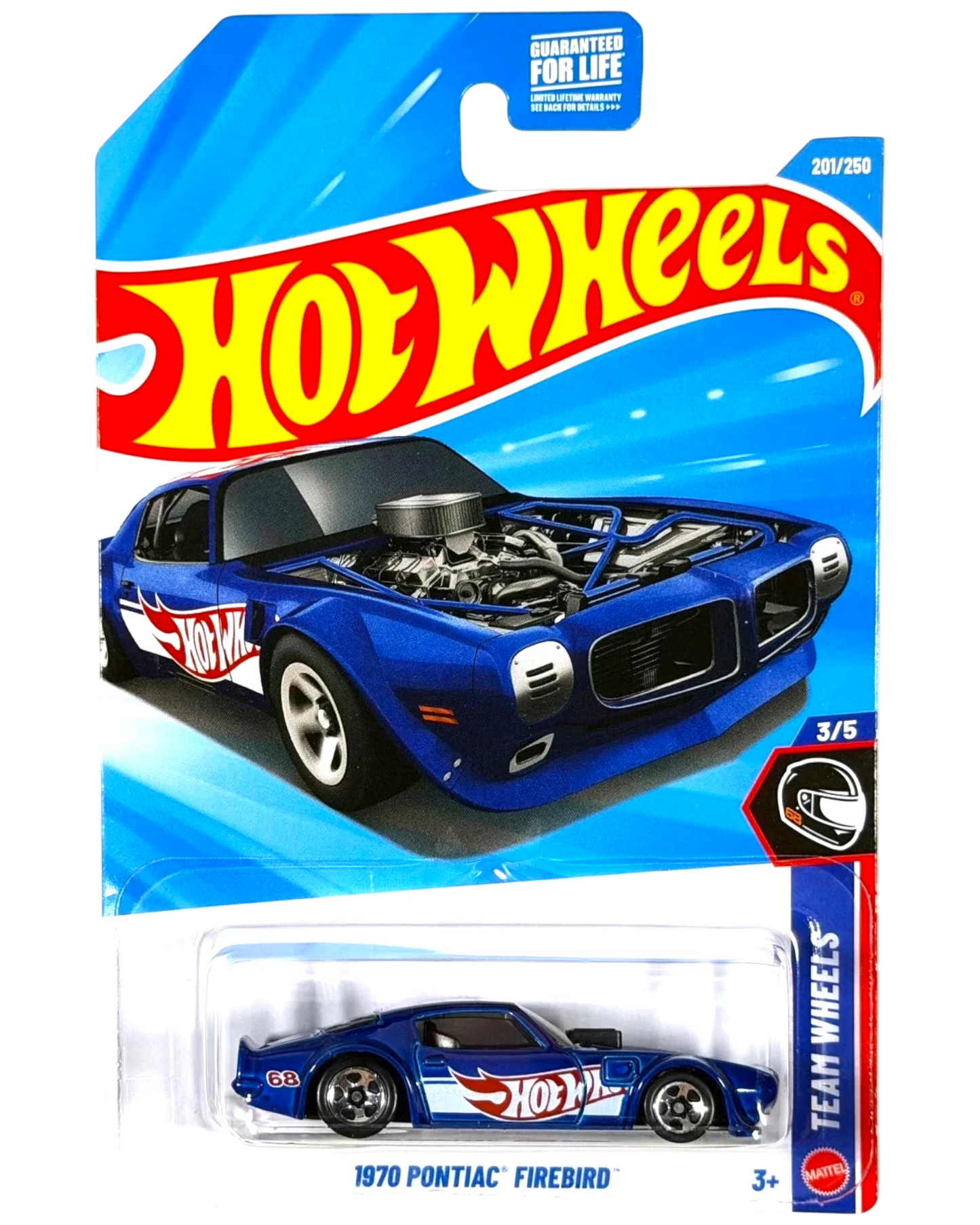 More Than Diecast Hot Wheels 1970 Pontiac Firebird blue muscle car toy in original blister pack packaging