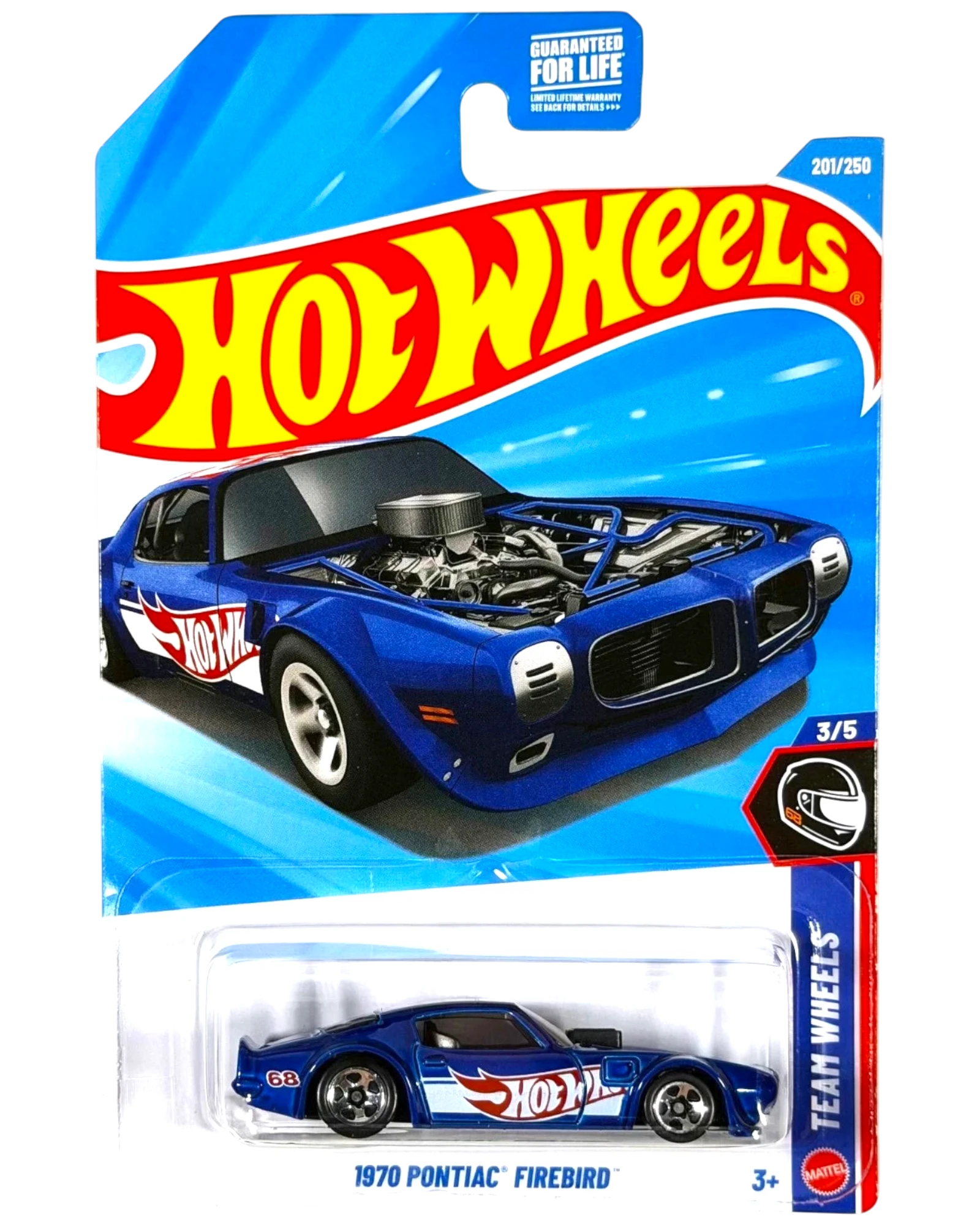 More Than Diecast Hot Wheels 1970 Pontiac Firebird blue muscle car toy in original blister pack packaging
