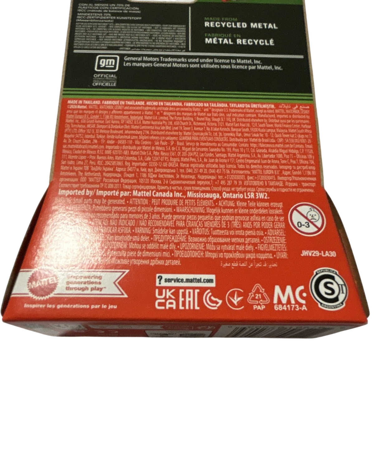 More Than Diecast Matchbox 1977 Pontiac Firebird packaging back view showing safety warnings and product information