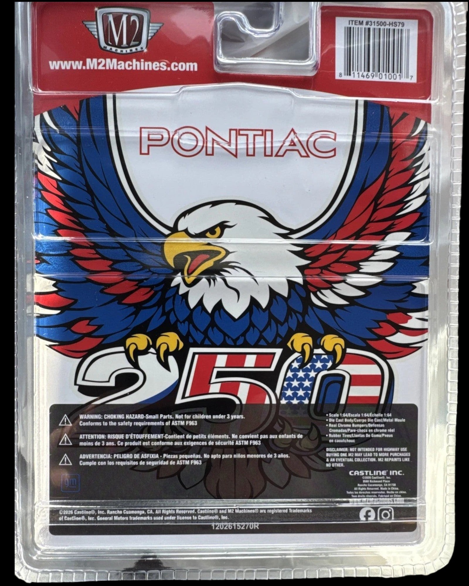 More Than Diecast M2 Machines Pontiac Trans Am 250th Anniversary die-cast packaging with eagle graphic