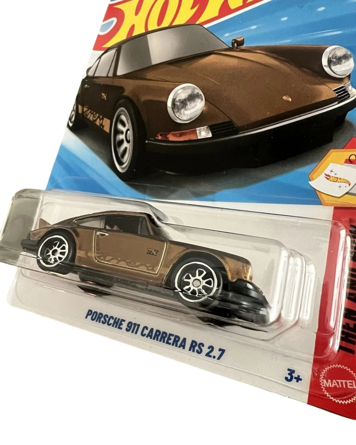 More Than Diecast Hot Wheels Super Treasure Hunt Porsche 911 Carrera RS 2.6 in brown Spectraflame paint on card