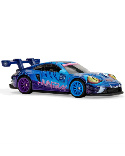 More Than Diecast Hot Wheels K-Pop Demon Hunters Porsche 911 GT3 R 992 die-cast car in blue with custom graphics