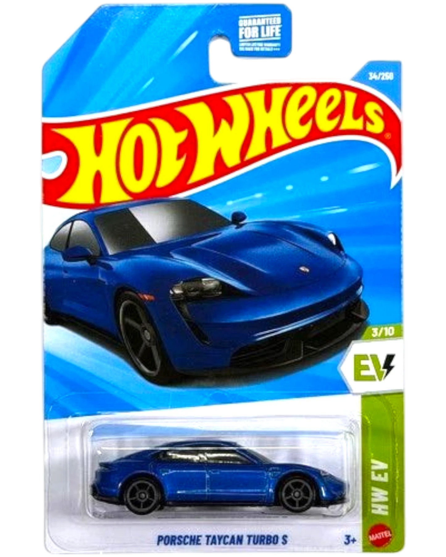 More Than Diecast Hot Wheels Porsche Taycan Turbo S blue diecast car in original blister packaging