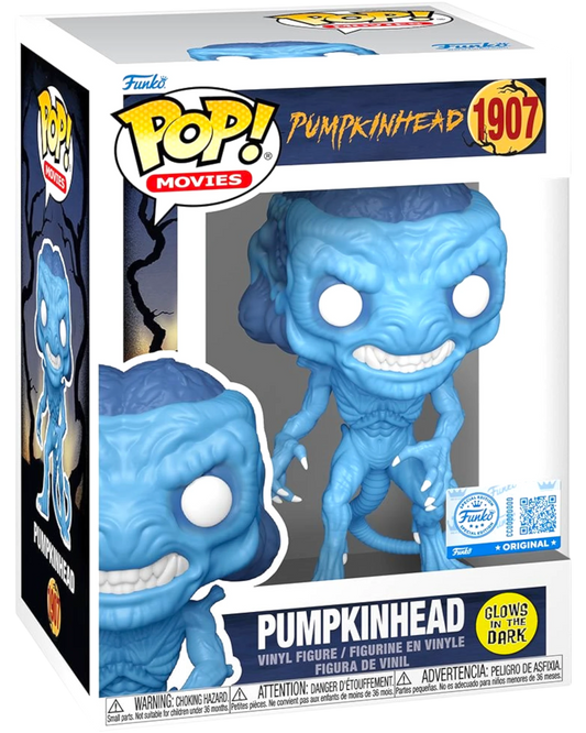 More Than Diecast Pumpkinhead Glow-in-the-Dark Funko Pop! Vinyl Figure #1907. Blue monster with glowing eyes and sharp teeth.
