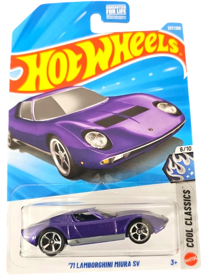 More Than Diecast 2026 Hot Wheels 1:64 scale purple 1971 Lamborghini Miura SV die-cast car in original blister pack