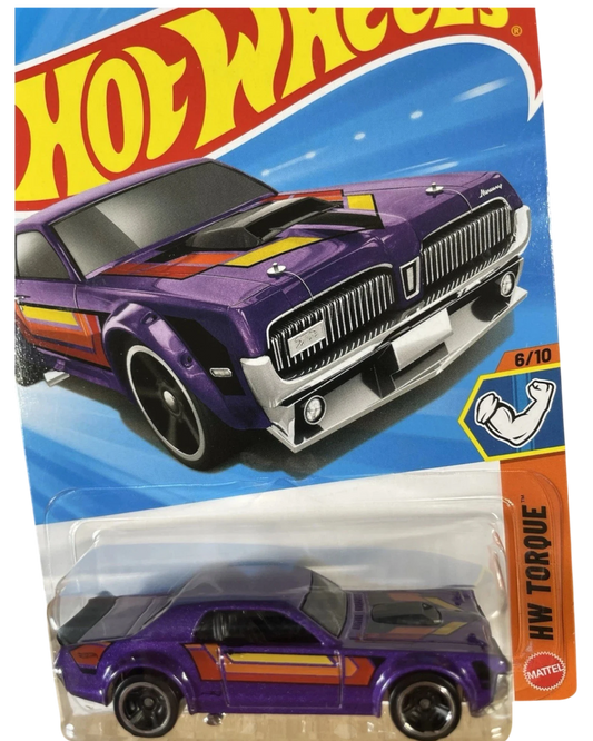 More Than Diecast Hot Wheels 1:64 scale purple 1968 Mercury Cougar HW Torque die-cast car in original packaging