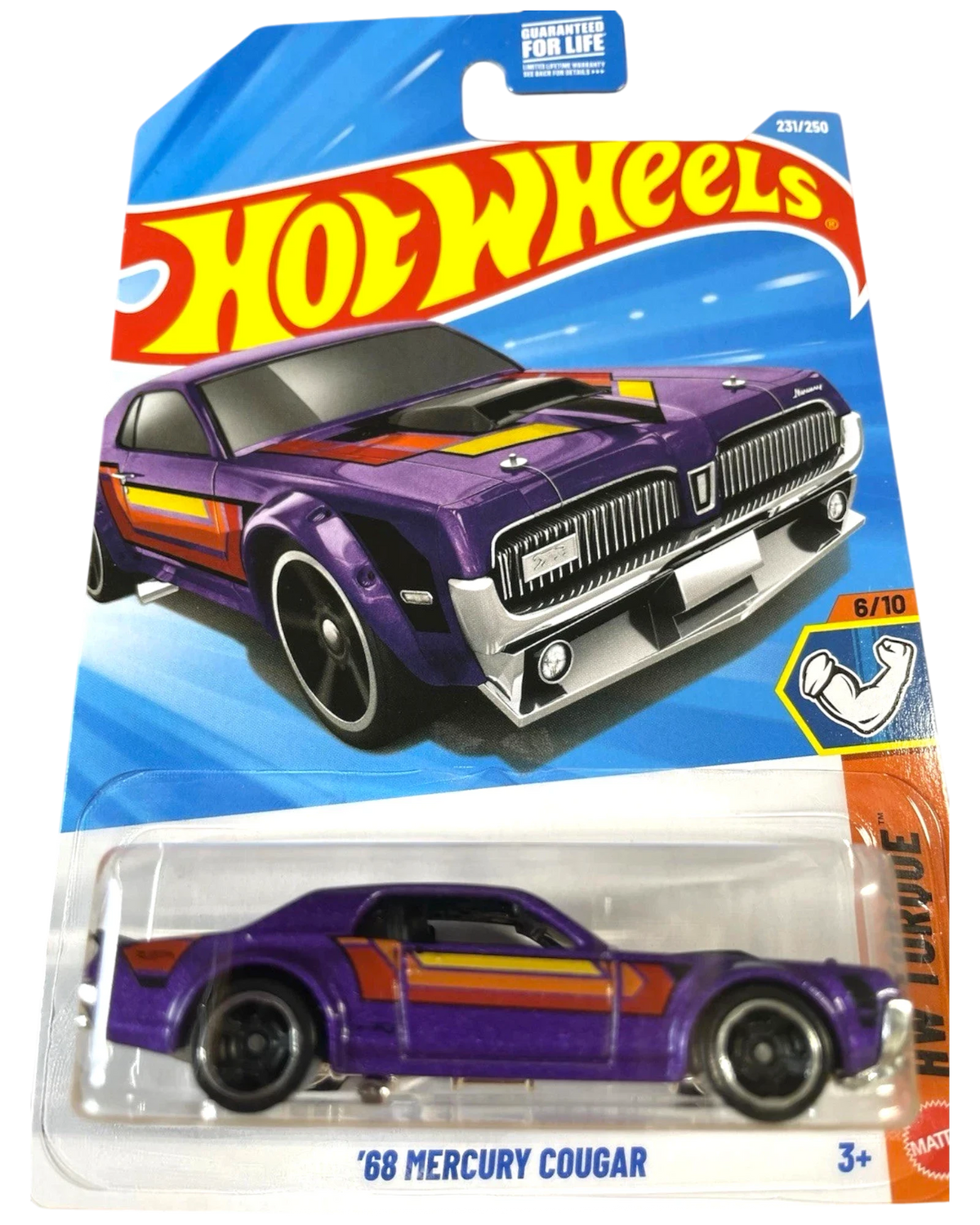 More Than Diecast 2026 Hot Wheels 68 Mercury Cougar in purple from the HW Torque series in original blister packaging