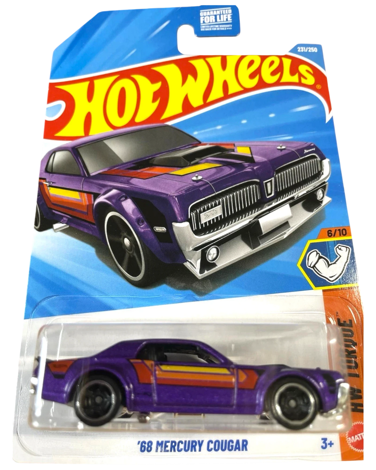 More Than Diecast Hot Wheels 1:64 scale purple 1968 Mercury Cougar die-cast car in original blister packaging