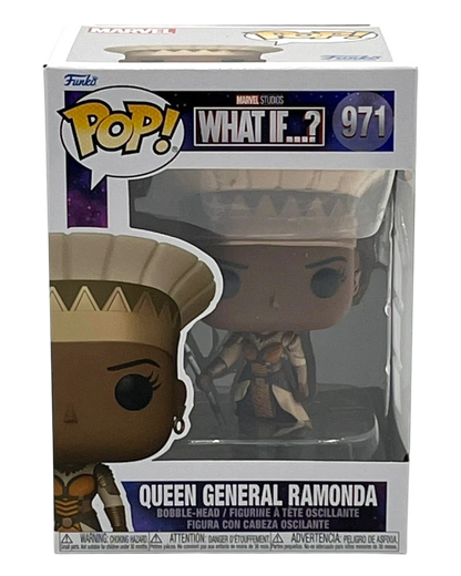 More Than Diecast Funko Pop Marvel What If...? Queen General Ramonda vinyl figure #971 in warrior queen deco.