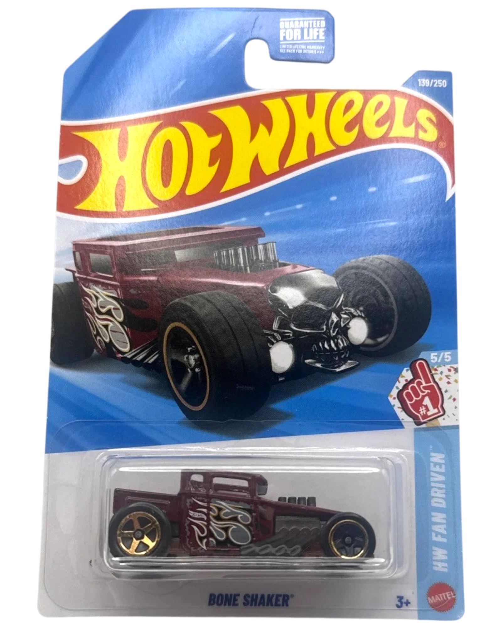 More Than Diecast Hot Wheels red Bone Shaker die-cast car in original blister packaging from the HW Fan Driven series