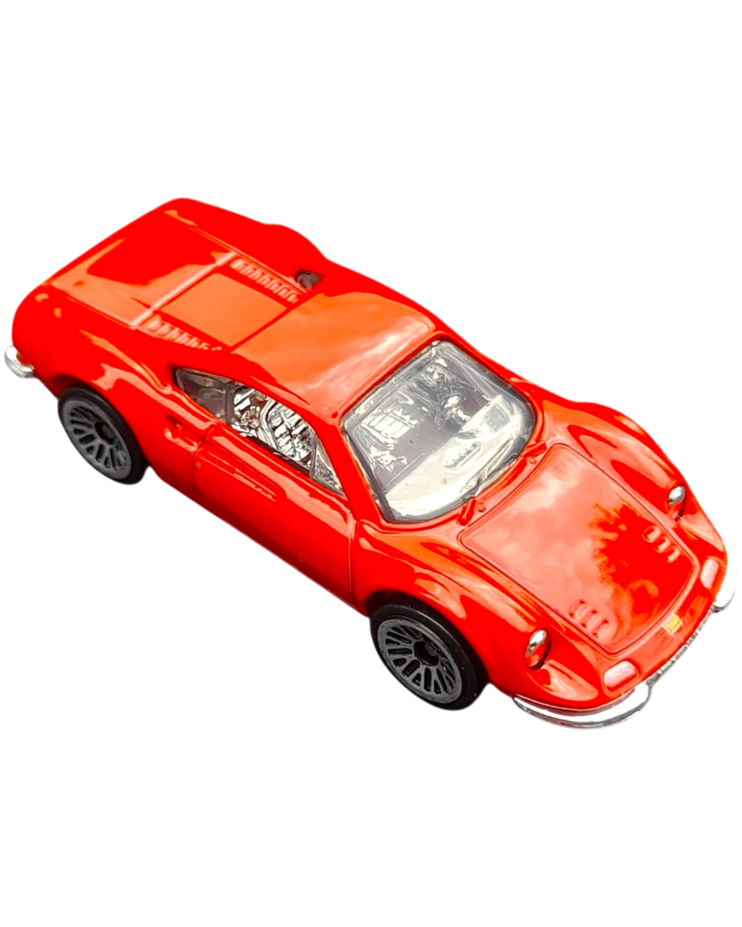 More Than Diecast Hot Wheels Ferrari Dino 206 GT in bright red, a 1:64 scale die-cast classic Italian sports car.
