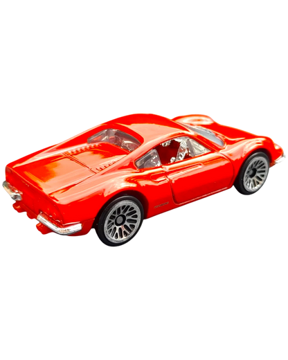More Than Diecast red Hot Wheels Ferrari Dino 206 GT 1:64 scale die-cast sports car model