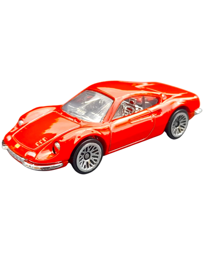 More Than Diecast red Hot Wheels Ferrari Dino 206 GT 1:64 scale die-cast sports car model