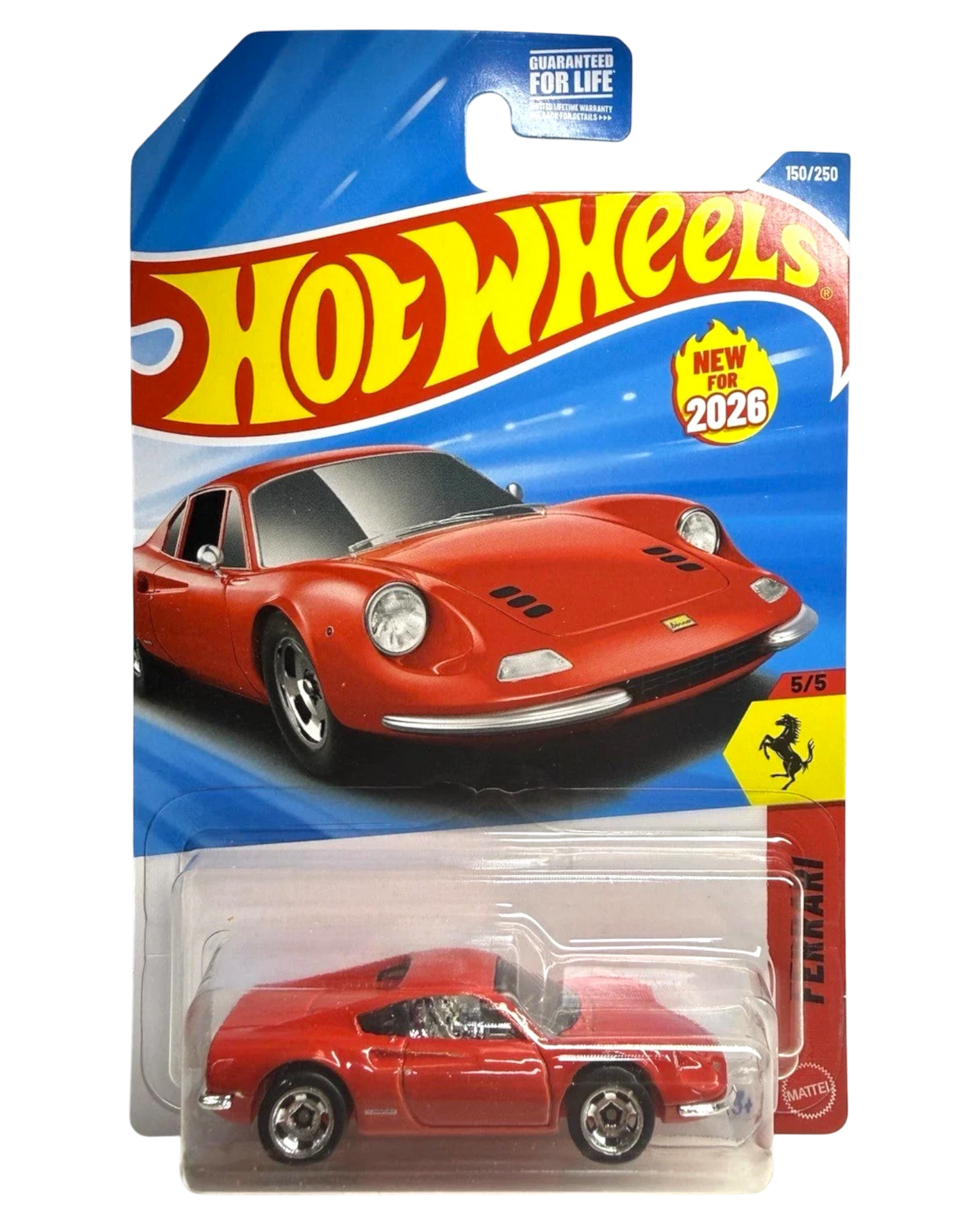 More Than Diecast Hot Wheels Ferrari Dino 206 GT in red, 1:64 scale die-cast car from the 2026 New For 2026 series.