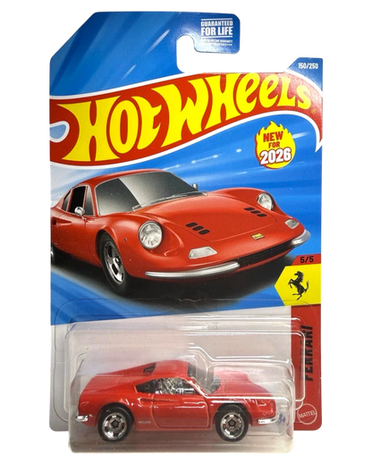 More Than Diecast Hot Wheels Ferrari Dino 206 GT in red, 1:64 scale die-cast car from the 2026 New For 2026 series.