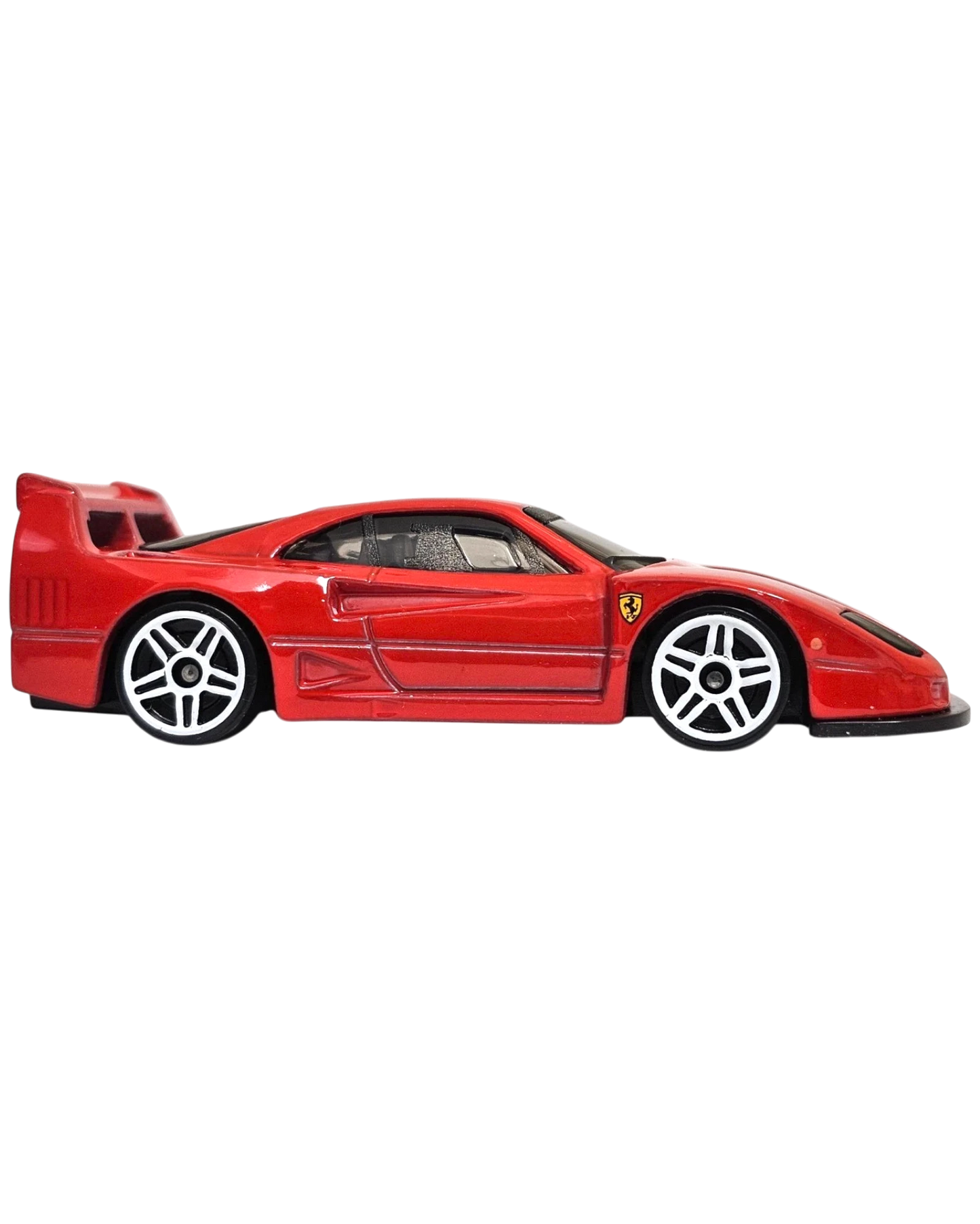 More Than Diecast red Hot Wheels Ferrari F40 Competizione 1:64 scale die-cast car side profile view