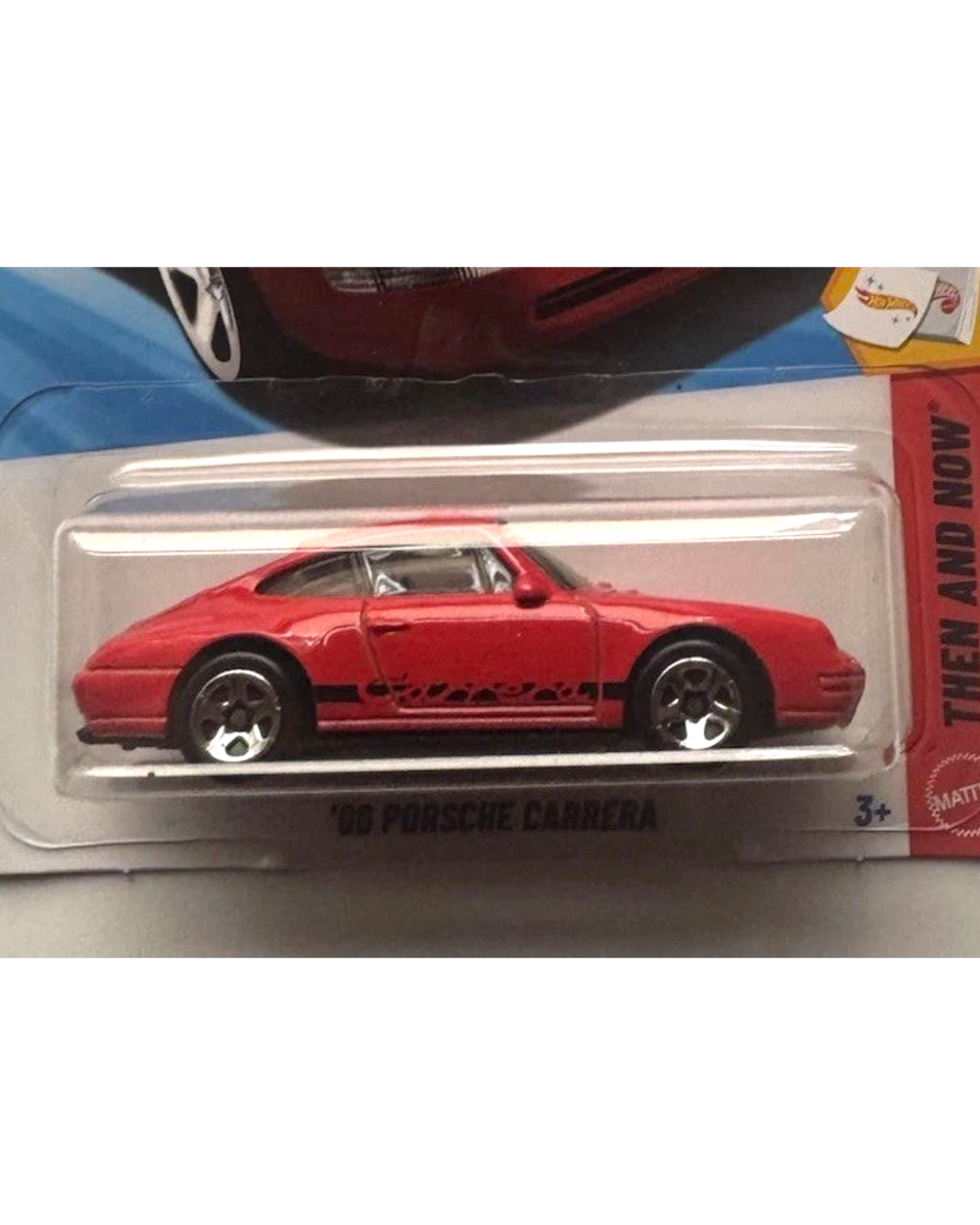More Than Diecast 1:64 scale red Hot Wheels 1996 Porsche Carrera die-cast car in Then and Now packaging