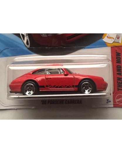 More Than Diecast 1:64 scale red Hot Wheels 1996 Porsche Carrera die-cast car in Then and Now packaging