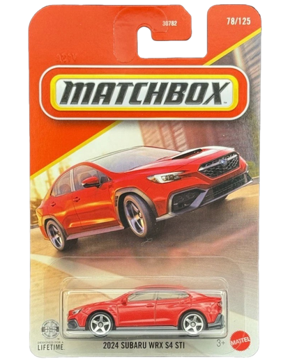 More Than Diecast 2024 Subaru WRX S4 STI red 1:64 scale die-cast car in original Matchbox blister card packaging